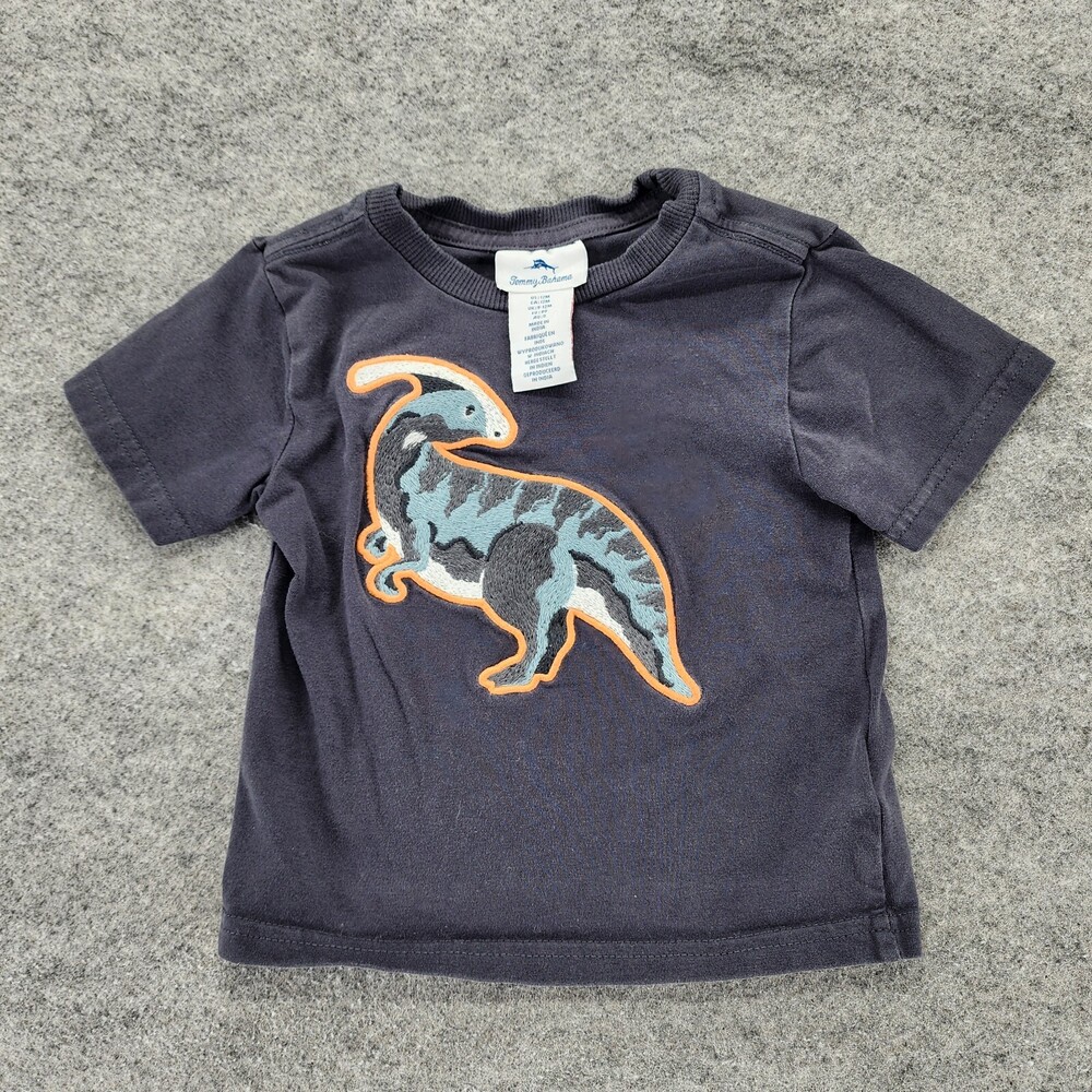 Tommy Bahama Shirt Infant Boys 12 Month Short Sleeve Gray Dinosaur